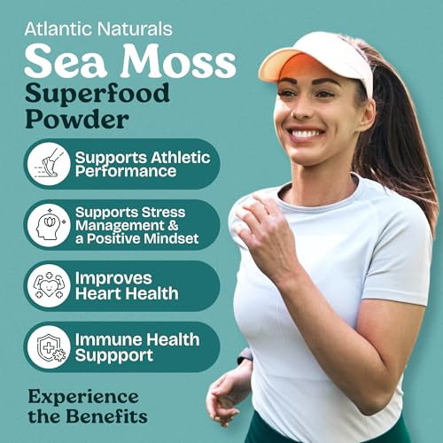 Atlantic Naturals Sea Moss Superfood Powder with Ashwagandha, Beet Root, and Maca Root - Sea Moss Powder Supports Healthy Skin, Athletic Performance,