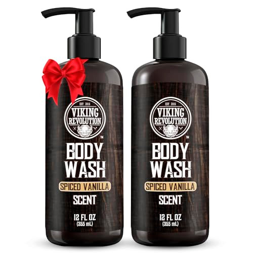 Viking Revolution Men's Body Wash - Spiced Vanilla Mens Body Wash - Mens Natural Body Wash for Men with Vitamin E and Rosemary Oil - Shower Gel Body