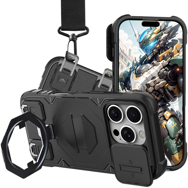 CCSmall for Apple iPhone 16 Pro Max Case Crossbody Compatible for MagSafe, Military-Grade Protection Adjustable Lanyard Case wiht Kickstand & Slide C