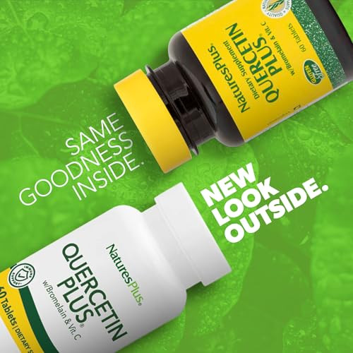NaturesPlus Quercetin Plus with Vitamin C & Bromelain - 60 Vegetarian Tablets - Allergy Relief Supplement - Immune, Antioxidant & Anti-Inflammatory S