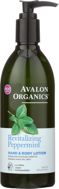 Avalon Organics Hand & Body Lotion, Revitalizing Peppermint, 12 Oz