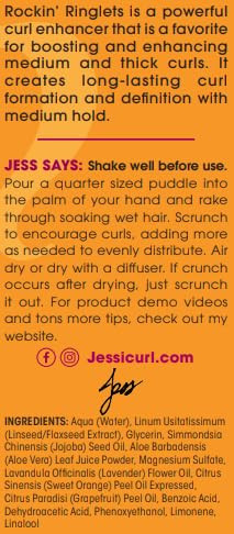 Jessicurl, Rockin' Ringlets Styling Potion, Citrus Lavender, 8 Fl oz. Curl Enhancer with Flaxseed Extract, Curl Defining Styler for Curly Hair and Fr