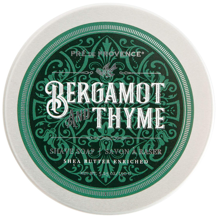 Pre de Provence Bergamot & Thyme Men's Fragrance Collection, Shave Soap in Tin, 150 G