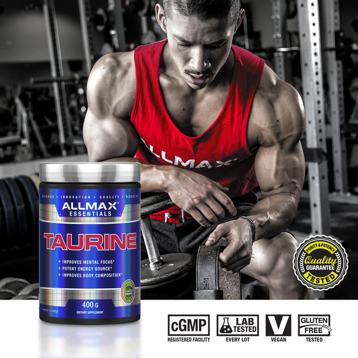 ALLMAX Essentials Taurine - 400 g Powder - Cell Volumizer - Improves Focus & Energy - Vegan - 133 Servings