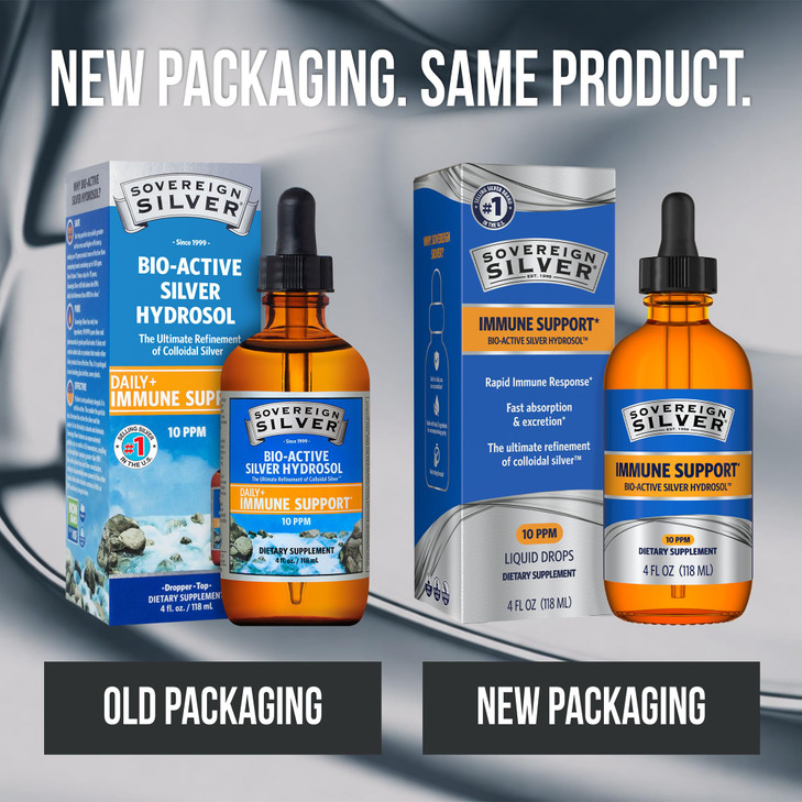 Sovereign Silver Immune Support - Colloidal Silver, Bio-Active Silver Hydrosol, 10 ppm, Liquid Dropper, 4 Fl Oz, (118 mL)