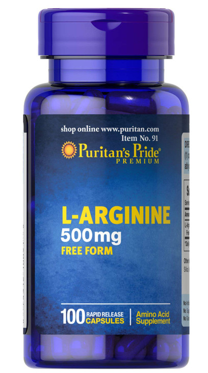Puritan's Pride L-Arginine 500 mg, Heart Health Support, 100 Count
