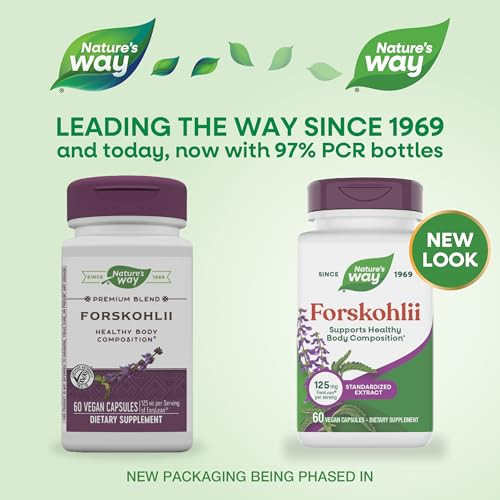 Nature's Way Forskohlii, Supports Healthy Body Composition*, Standardized Extract, 125 mg ForsLean per Serving, 60 Vegan Capsules (Packaging May Vary