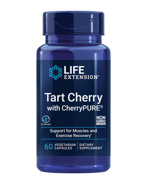 Life Extension Tart Cherry with CherryPURE®, anthocyanins, oxidative Stress, Muscle Recovery, Exercise Support, Muscle Comfort, Vegetarian, Gluten-Fr
