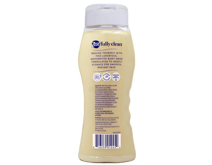 Zest Body Wash Cocoa Butter & Shea Moisturizing 18 Ounce (Pack of 2)