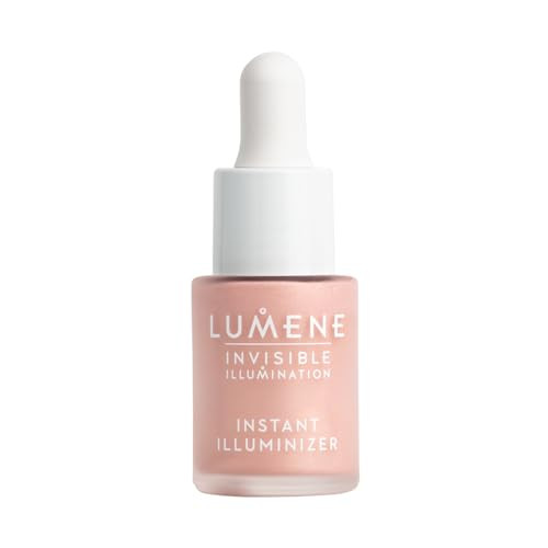 Lumene Invisible Illumination Instant Illuminizer Rosy Dawn - Lightweight Hydrating Liquid Highlighter - Glowing Skin Makeup Highlighter for a Natura