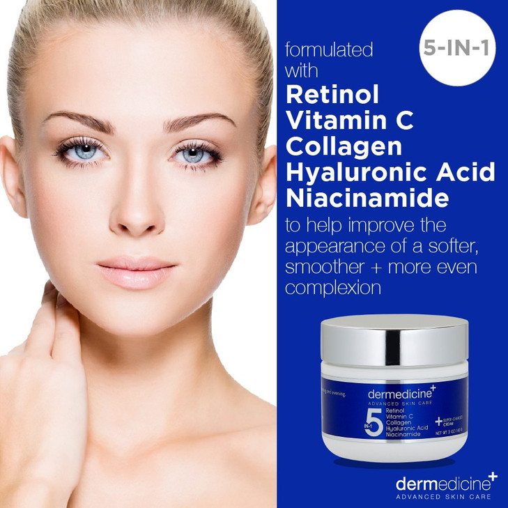5 in 1 Retinol, Vitamin C, Collagen, Hyaluronic Acid and Niacinamide | Potent Face Cream Fine Lines and Wrinkles and Reduce Appearance of Dark Spots
