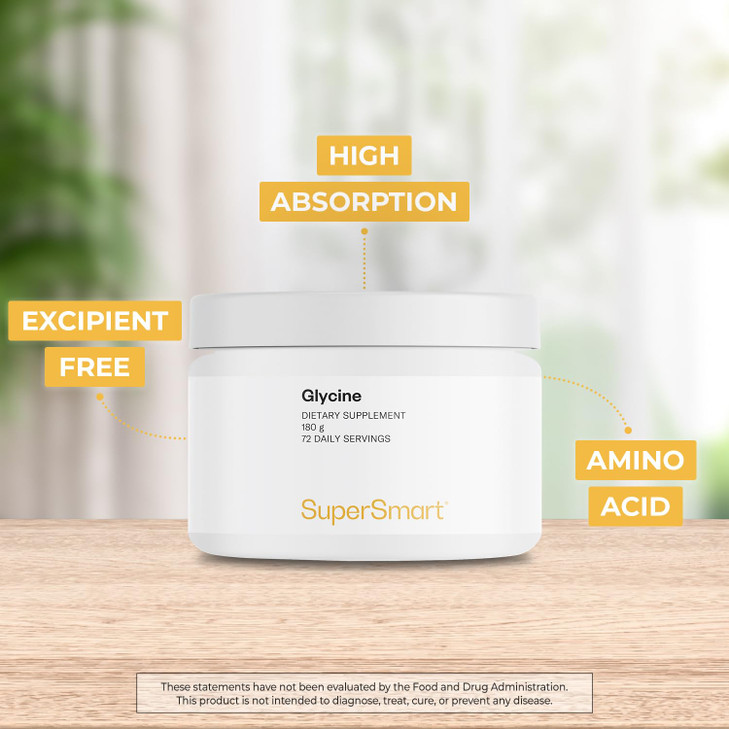 Supersmart - Glycine Supplement (High Purity) - Amino Acid Supplement | Non-GMO & Gluten Free - 180 g
