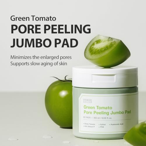 SUNGBOON EDITOR Green Tomato Pore Peeling Pad 60 Sheets | Exfoliating PHA Toner Pads with Green Tomato & Hyaluronic Acid | Pore Minimizer for Face |
