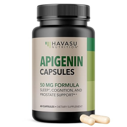 Apigenin Capsules 50mg - 120 Count Vegan, Non-GMO, Sleep & Cognitive Support Supplement - Chamomile Flavonoid for Relaxation, Prostate Health, Melato
