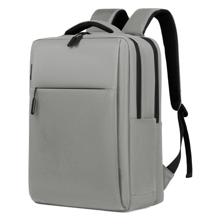 Droombouw Travel Laptop Backpack Holds Both 15.6" Laptop and 9.7" Tablet with USB Charging Port Water-Resistant Work Backpack (Light Grey)