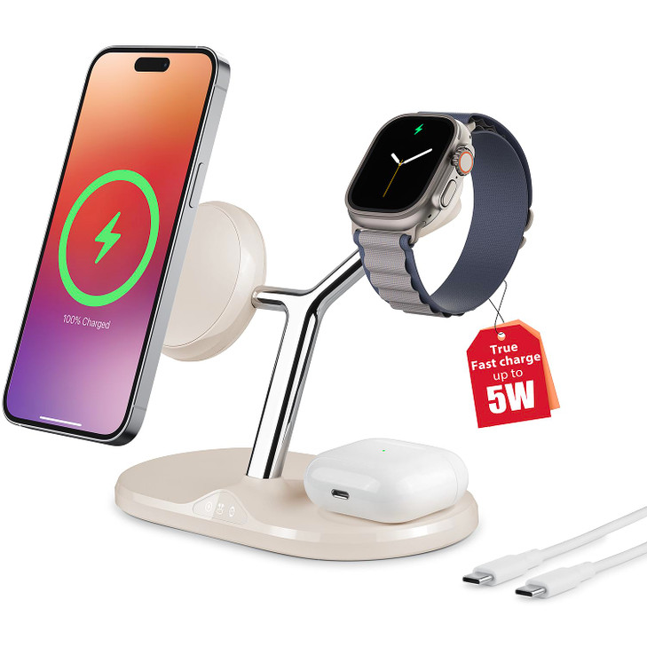 3-in-1 Wireless Charging Station for Apple Devices - Fast Charging Station for iPhone and Watch, Stable Charger Stand for iPhone 12-15 & iPhone 16 &
