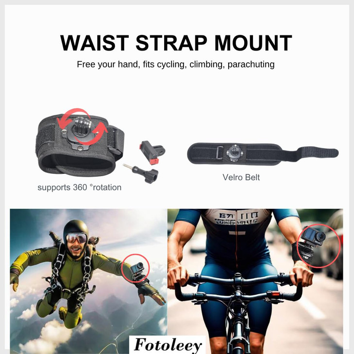 Fotoleey 5-in-1 Mounting Kit for DJI Osmo Action Camera - Chest Strap, Head/Wrist/Backpack Mounts & Quick-Release | Compatible with Osmo Action 5 Pro