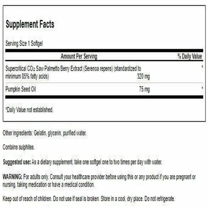 Swanson Saw Palmetto 320 Milligrams 60 Sgels