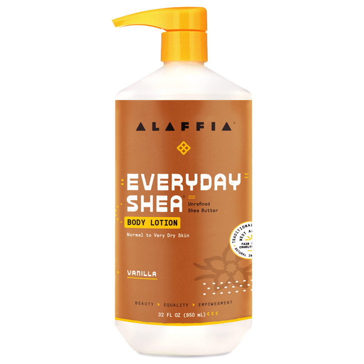 Alaffia EveryDay Shea Body Lotion - Normal to Very Dry Skin, Moisturizing Support for Hydrated, Soft, and Supple Skin with Shea Butter and Lemongrass