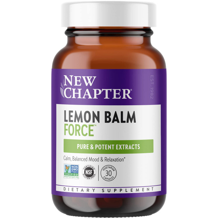 New Chapter Lemon Balm Force with Supercritical Lemon Balm for Mood Support + Immune Support + Non-GMO Ingredients - 30 ct Vegetarian Capsules