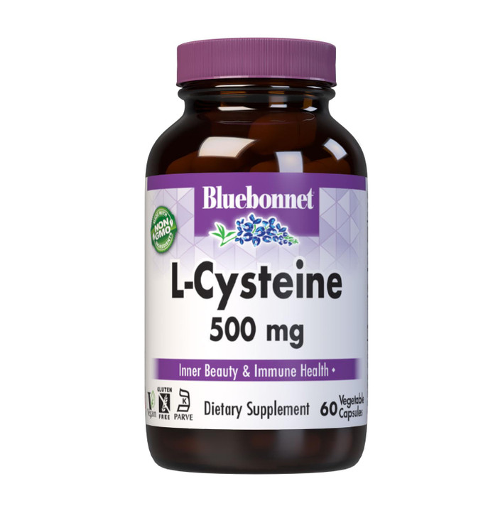 Bluebonnet Nutrition L-Cysteine 500mg, Free-Form Amino Acid, Promotes Healthy Skin, Hair and Nails, Soy-Free, Gluten-Free, Non-GMO, Kosher Certified,