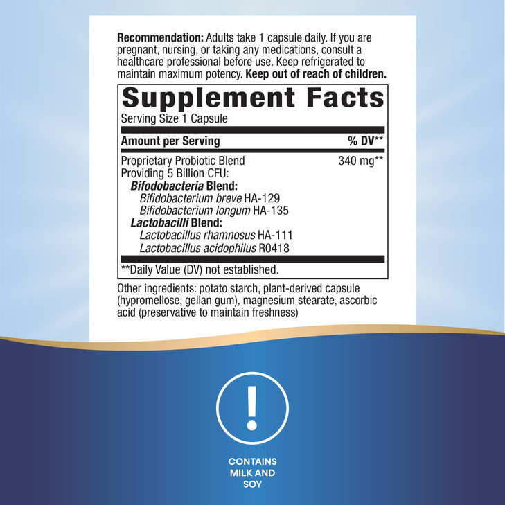 Nature's Way Primadophilus Bifidus Probiotic, Supports Digestive Flora*, 5 Billion Live Probiotic Cultures per Capsule, Lactobacilli, Bifidobacteria,