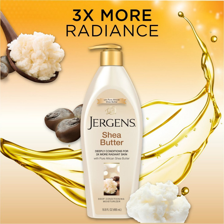 Jergens Shea Butter Body Lotion, Deep Conditioning Moisturizer, Hydration for Dry to Very Dry Skin, with Pure Shea Butter, Dermatologist Tested, 16.8