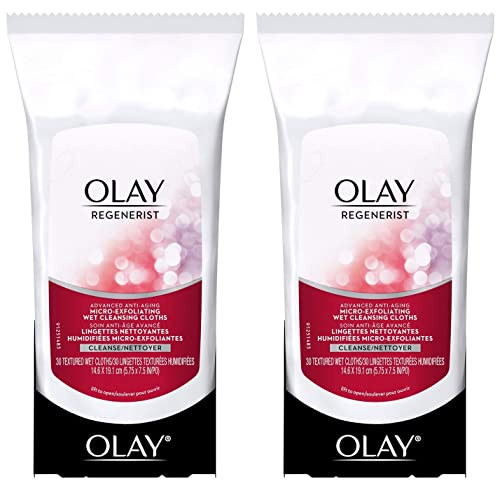 OLAY Regenerist Advanced Anti-Aging Micro-Exfoliating Cleansing Cloths 30 Each (Pack of 2)