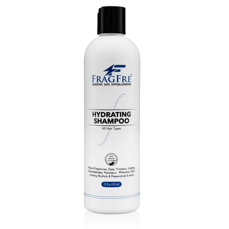 FRAGFRE Hydrating Sensitive Skin Shampoo 12 oz - Sulfate-Free, Fragrance-Free, Paraben-Free, Color-Safe, Hypoallergenic, Mild Hair Cleanser - Gluten-