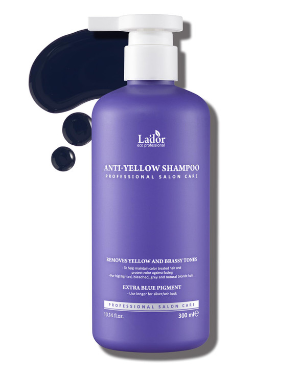 LA'DOR Anti-Yellow Purple Toning Shampoo for Color-Treated Blonde and Gray Hair - Neutralizes Brassy Tones, Enhances Ashy Blue Tones - Protein Kerati