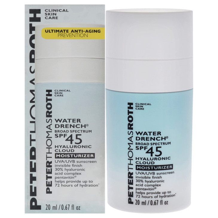 Peter Thomas Roth | Water Drench Broad Spectrum SPF 45 Hyaluronic Cloud Moisturizer | SPF Moisturizer for Face, Lightweight and Water-Resistant, 0.67