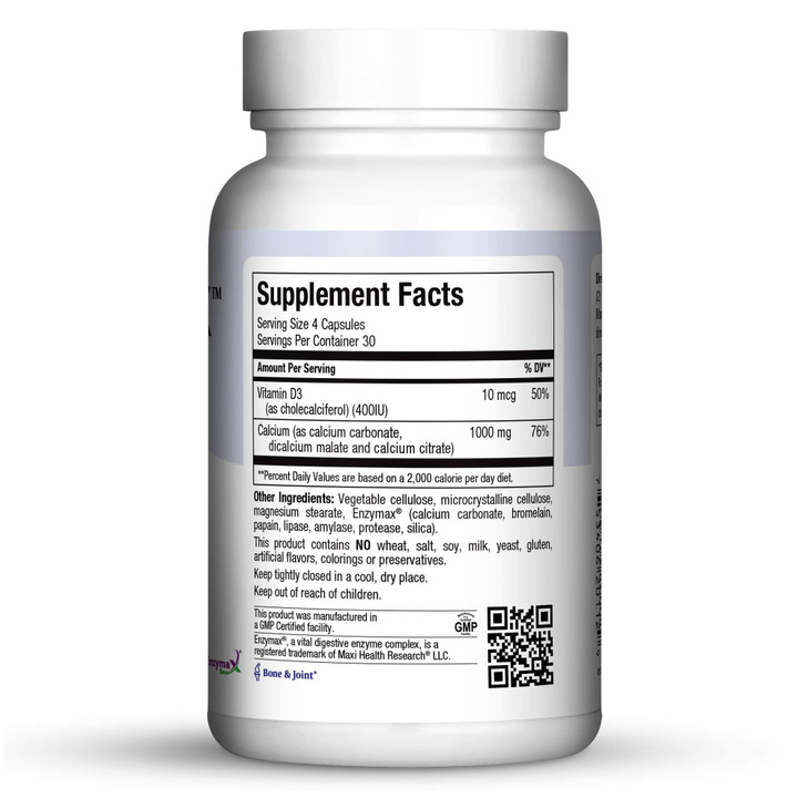 Maxi Health Cal-D-Max - Calcium Citrate - with Vitamin D3 - Bone Support - 120 Capsules - Kosher