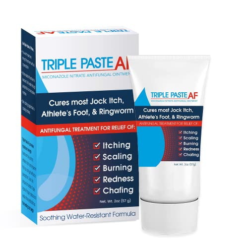 Triple Paste AF Antifungal Ointment for Skin, Athletes Foot Treatment and Ringworm Treatment - 2% Miconazole Antifungal Cream - 2 Oz Tube (Packaging