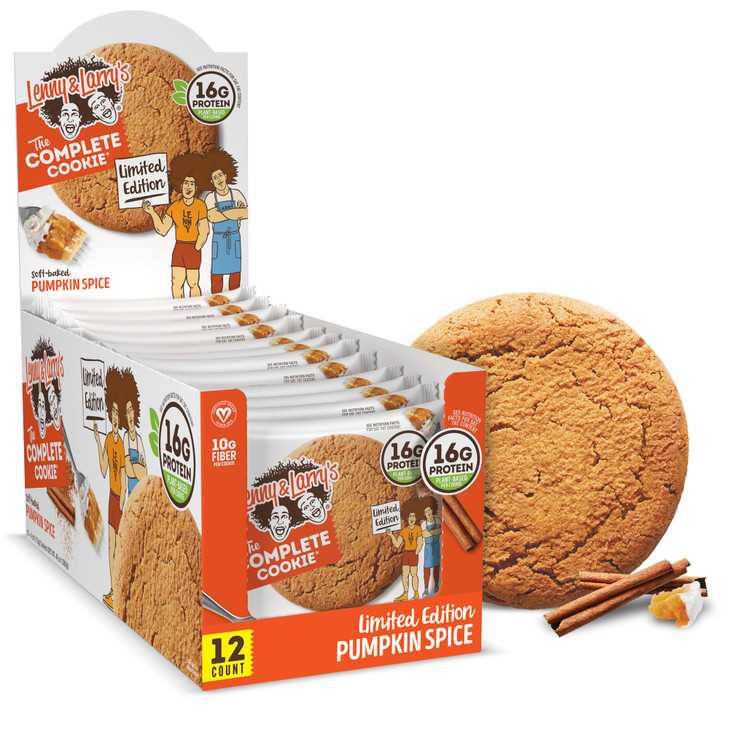 Lenny & Larry's Complete Protein Cookie, [Pumpkin Spice], Chewy Soft Baked, 16g Plant Protein, Vegan, Non-GMO, High Fiber, 4 Ounce Cookie (Pack of 12