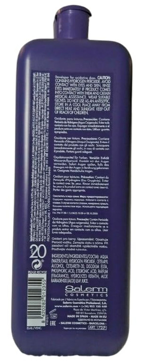 Salerm Cosmetics Salerm Cream Oxidant Volume 20 6% with Aloe Vera 36 Oz
