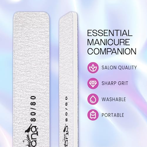 PANA Jumbo Double-Sided Emery Nail File for Manicure, Pedicure, Natural, and Acrylic Nails - Zebra (Grit 80/80) - 50 Piece Pack