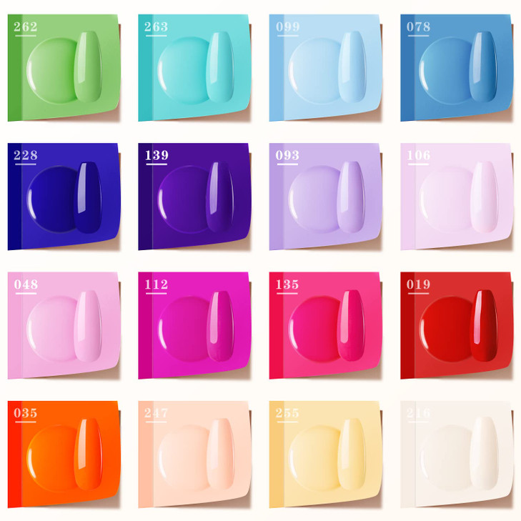 GELLEN 16 Colors Gel Nail Polish Set With Top Base Coat - Pink Red Nudes Makeup Colors Collection for All Season, Popular Solid Sparkle Glitters Nail