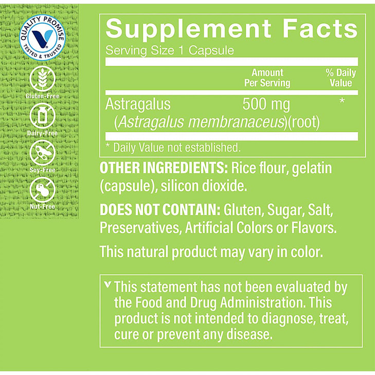 The Vitamin Shoppe Astragalus (Root) 500mg Herbal Supplement Support (100 Capsules)