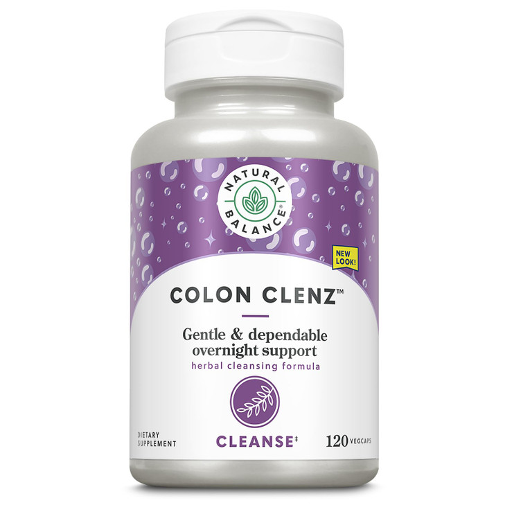 Natural Balance Colon Clenz | Herbal Colon Cleanse, Detox Cleanse, and Digestive Health Supplement - Gentle and Dependable Overnight Formula - 60-Day