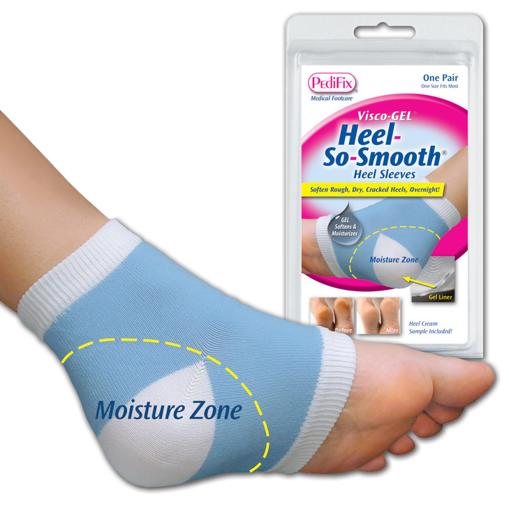 PediFix Visco-GEL Heel Sleeves  Moisturizing Gel Socks with Mineral Oil for Dry, Cracked Heels & Calluses  Softens, Repairs & Hydrates Skin  Reusa
