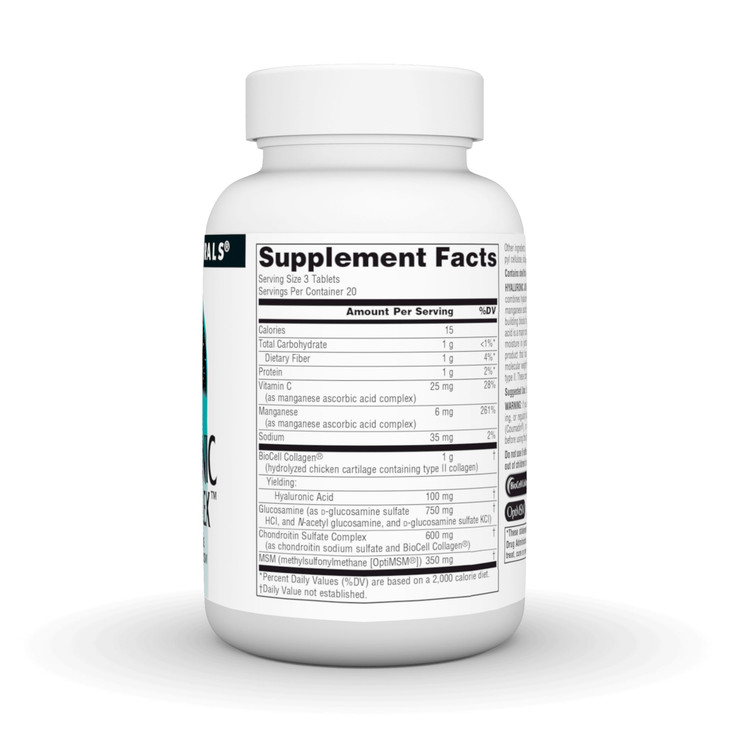 Source Naturals Hyaluronic Joint Complex with Glucosamine, Chondroitin & MSM Extra Strength - 60 Tablets