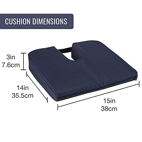 DMI Gradual Slope Seat Cushion for Coccyx, Sciatica and Tailbone Pain Used With Dining Room Chairs, Desk Chairs, Thin Car or Wheelchair Cushions, Mac