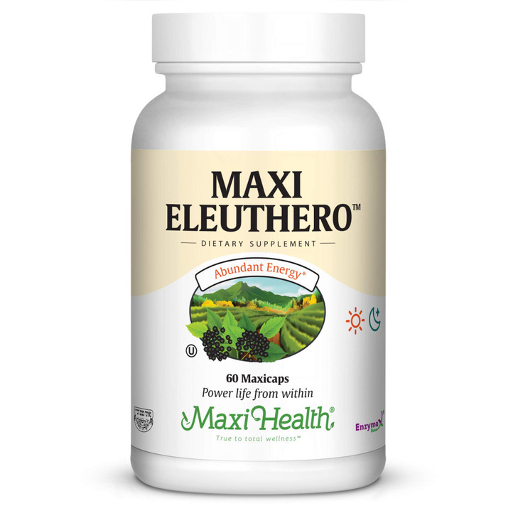 Maxi Health Eleuthero - 0.8% Eleutherosides - Stress and Energy Formula - 60 Capsules - Kosher (QSG)