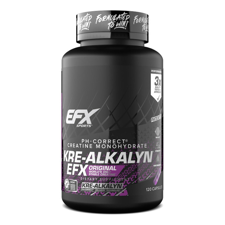 EFX Sports Kre-Alkalyn EFX | pH Correct Creatine Monohydrate Pill Supplement | Strength, Muscle Growth & Performance | 60 Servings, 120 Capsules
