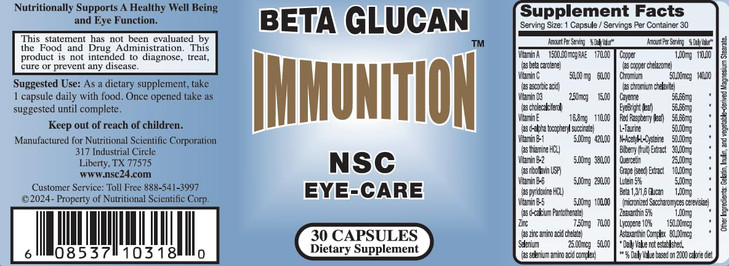 Nsc-24 Beta Glucan Eye-Care Formula, 30 Capsules