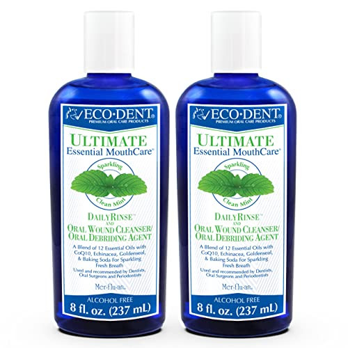 Eco-Dent Alcohol-Free Mouthwash, Mint - Ultimate Essential MouthCare, Oral Care Mouth Wash for Adults, Baking Soda Mouth Rinse with CoQ10/Herbs/Essen