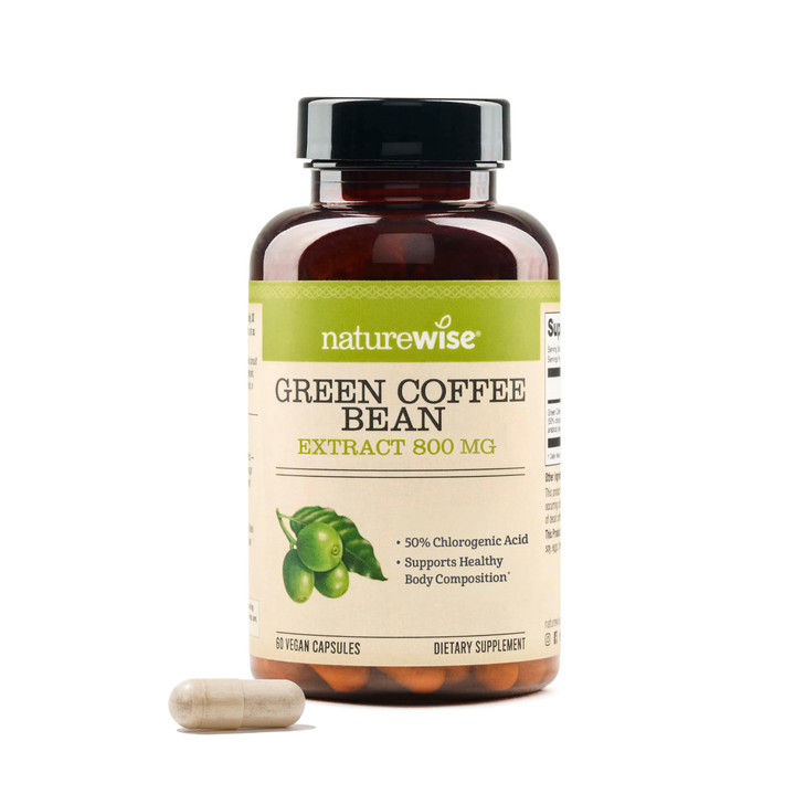 NatureWise Green Coffee Bean Extract 800mg - with 50% Chlorogenic Acids - Support for Weight Goals, Energy, and Antioxidants - Vegan, Non-GMO - 60 Ca