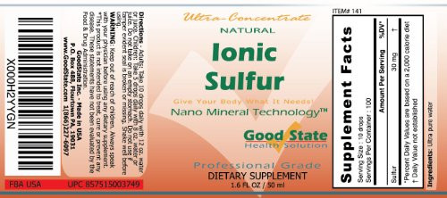 Good State Liquid Ionic Minerals - Sulfur Ultra Concentrate - (10 drops equals 30 mg) (100 servings per bottle)