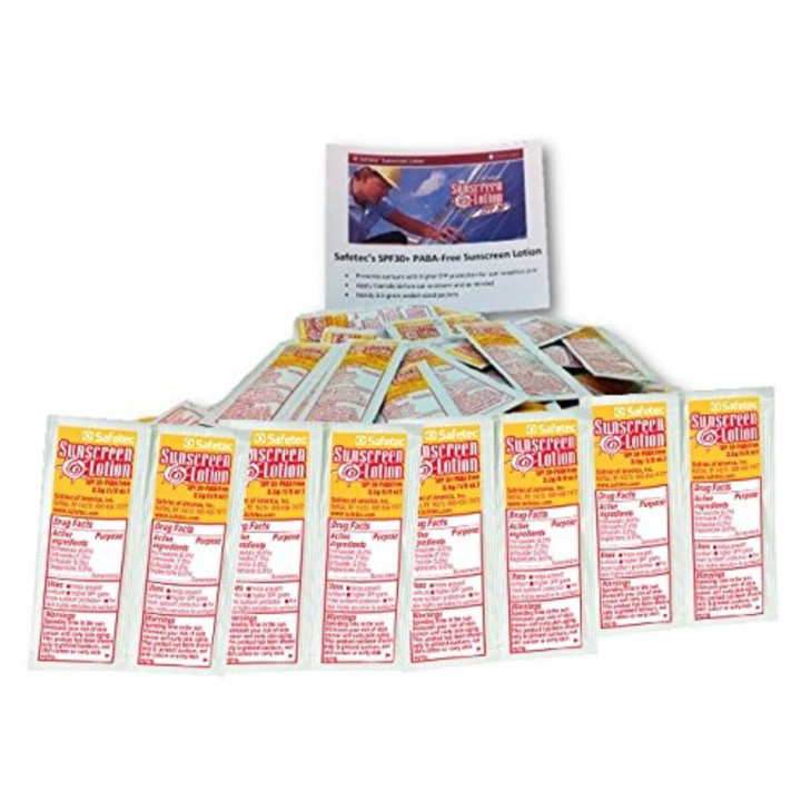Safetec Sunscreen Lotion 100 Packets SPF30+ and PABA-free