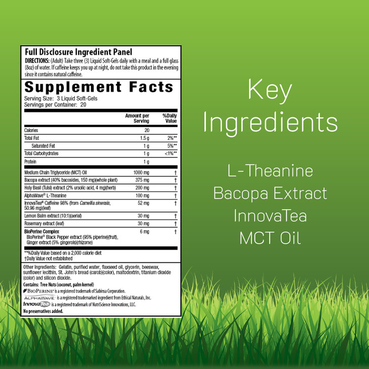 Irwin Naturals Brain Awake Enhanced Mental Performance, Increased Focus, Boost Clarity & Concentration - Powerful Nootropic Booster with L-Theanine,